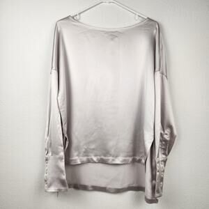 Liviana Conti Blouse Size 42 US 4 Long Sleeve Satin NWT Silver